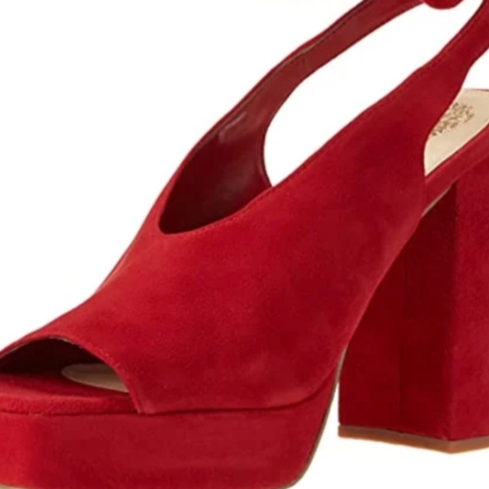 Vince Camuto size 10 red suede platform heels with ankle wrap strap  SOMERSON - Picture 2 of 8